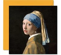 Biglietti artistici classici donne e uomini - Johannes Vermeer Girl con un orecchino dila - famoso biglietto di compleanno mamma papà nonno 145mm tradizionale pittura classica
