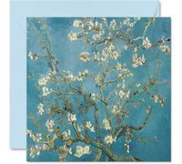 Stuff4 Biglietti di auguri classici per uomini e donne, Van Gogh Blossom - Famoso biglietto di compleanno astratto per papà mamma, zio, zia, nonno, tata, 145 mm x 145 mm