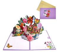 Biglietti Auguri Compleanno Pop-up con Flower Bouquet 3D Biglietti D'auguri Colorati 3D Flower Bouquet Pop-up Biglietto di Ringraziamento Perfetti per Fidanzata, Sorella, Madre, Padre o Figli
