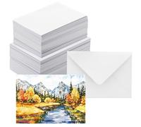 Biglietti bianchi ad acquerello con buste non piegate, confezione da 50: 50 cartoline e 50 buste 12,7 x 17,8 cm, cartoline ad acquerello, 300 g/m², biglietti di ringraziamento fai da te, biglietti di