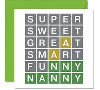 Biglietti compleanno bambinaia con puzzle con parole quiz intelligenti