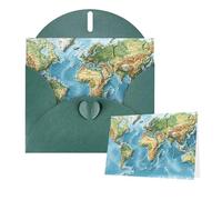 Biglietti con buste con mappa del mondo, vuoti, per tutte le occasioni, biglietto di simpatia, biglietti di ringraziamento per inviti di nozze, feste di compleanno