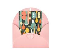 Biglietti con buste, stile retrò moderno di metà secolo, con stampa a forma di goccia, chiusura verticale con scritta "Love" in carta perlata vuota per le vacanze