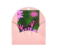 Biglietti con stampa di farfalle viola con fiori rosa con buste, fibbia verticale d'amore in carta perlata vuota imballaggio auguri di festa