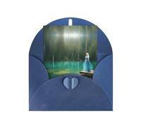 Biglietti con stampa di fata del lago con buste, fibbia verticale d'amore in carta perlata vuota imballaggio auguri di festa