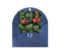 Biglietti con stampa di fiori tropicali e fogliame con buste, fibbia verticale d'amore in carta perlata vuota imballaggio auguri di festa