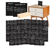 Biglietti con versi biblici, 52 biglietti settimanali per affermazione delle Scritture, biglietto di memoria della Bibbia con supporto in legno, set di biglietti di preghiera settimanali ispiratori