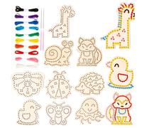 Biglietti da cucito per bambini - tavole animali tessute a mano, gioco di thread di riconoscimento del colore, attraente giocattolo di abilità montesori | Gioco da scrivania di interazione