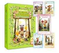 Biglietti da esplorazione all'aperto per bambini dai 5 anni in su, 55 carte da gioco + arco adesivo e giradischi - gioco naturale adatto ai bambini per le giornate della foresta e le gite di Kita