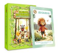 Biglietti da esplorazione all'aperto per bambini dai 5 anni in su, 55 carte da gioco + arco adesivo e giradischi - Promuove la percezione della natura e la creatività durante le gite in famiglia