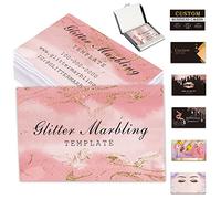 Biglietti da visita personalizzati 100 pezzi con testo del logo Codice QR Personalizza carte marmorizzate con glitter Il tuo design per piccole imprese Stampa fronte-retro impermeabile 3,5"x 2"