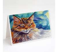 Biglietti d'auguri e buste con gatto Maine Coon che ti guarda, confezione da 8