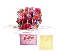 Biglietti d'auguri Floreali Emergenti - Carta Fiore Pieghevole | Bouquet Emergente Con Musica E Luce, Festa Della Festa Della Mamme Saluto Di Fiori 3 D Bouquet, Elegante Bouquet Di Flo