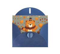 Biglietti d'auguri in carta bianca con stampa di orsi del Ringraziamento che ballano, biglietti di auguri unici, buste per ringraziamento, inviti