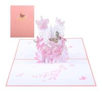 Biglietti d'auguri pop-up rosa per compleanno, biglietti d'auguri 3D con farfalle e fiori per donne, mogli, ragazze, figlie, festa della mam