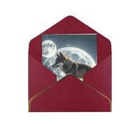 Biglietti di auguri 17,5 x 11,5 cm, biglietti vuoti con lupo sotto la luna, biglietti di auguri pieghevoli vuoti con buste biglietto di ringraziamento biglietto vuoto per tutte le occasioni