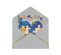 Biglietti di auguri 17,5 x 11,5 cm, biglietti vuoti per la consapevolezza dell'autismo, puzzle a forma di cuore, biglietti di auguri pieghevoli vuoti con buste biglietto di ringraziamento biglietto