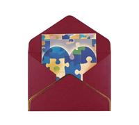 Biglietti di auguri 17,5 x 11,5 cm, biglietti vuoti per la consapevolezza dell'autismo, puzzle a forma di cuore, biglietti di auguri pieghevoli vuoti con buste biglietto di ringraziamento biglietto