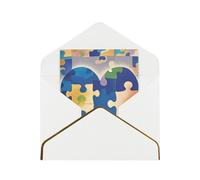 Biglietti di auguri 17,5 x 11,5 cm, biglietti vuoti per la consapevolezza dell'autismo, puzzle a forma di cuore, biglietti di auguri pieghevoli vuoti con buste biglietto di ringraziamento biglietto