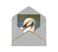 Biglietti di auguri, 17,5 x 11,5 cm, vuoti, con grazioso cigno, biglietti di auguri, pieghevoli, vuoti, con buste, biglietto di ringraziamento per tutte le occasioni