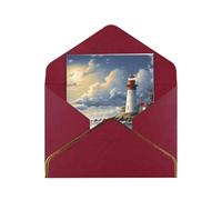 Biglietti di auguri, 17,5 x 11,5 cm, vuoti, con scritta "Sea Lighthouse Sandbeach", biglietti di auguri pieghevoli con buste, biglietto di ringraziamento per tutte le occasioni