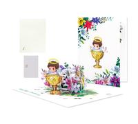 Biglietti di auguri 3D per baby shower, biglietti per il santo battesimo con angelo e fiori - regalo per celebrazione baby shower cresima per padrini, amici, ragazze, famiglia, neo genitori