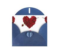 Biglietti di auguri a forma di cuore con petali floreali blu, 15,2 x 10,2 cm, con busta, perfetti per scrivere saluti e note di ringraziamento