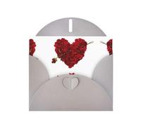 Biglietti di auguri a forma di cuore con petali floreali grigi, 15,2 x 10,2 cm, con busta, perfetti per scrivere saluti e note di ringraziamento