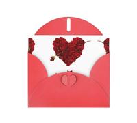Biglietti di auguri a forma di cuore con petali floreali rossi 15,2 x 10,2 cm con busta, perfetti per scrivere saluti e note di ringraziamento