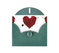 Biglietti di auguri a forma di cuore con petali floreali verde scuro, 15,2 x 10,2 cm, con busta, perfetti per scrivere saluti e note di ringraziamento