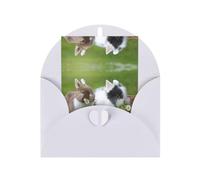 Biglietti di auguri bianchi con grazioso coniglio, biglietti di ringraziamento per anniversari e compleanni