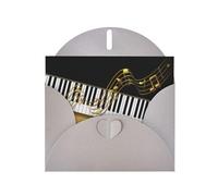 Biglietti di auguri, biglietti con buste, biglietti di auguri, biglietti di ringraziamento, biglietti di compleanno,Elegante tasto di pianoforte con note dorate nero