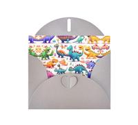Biglietti di auguri colorati con dinosauri in stile cartone animato, biglietti di ringraziamento, biglietti di invito per feste