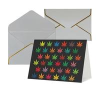 Biglietti di auguri colorati con foglie di cannabis per tutte le occasioni, interno vuoto, con busta, adatti per amici e familiari