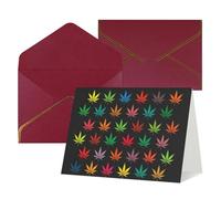 Biglietti di auguri colorati con foglie di cannabis per tutte le occasioni, interno vuoto, con busta, adatti per amici e familiari