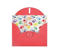 Biglietti di auguri colorati con stampa arcobaleno a forma di mano con buste, vacanze, compleanni, matrimoni e tutte le occasioni