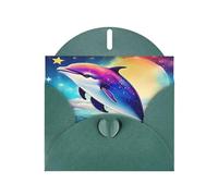 Biglietti di auguri colorati con stampa di delfini stellati con buste, vacanze, compleanni, matrimoni e tutte le occasioni