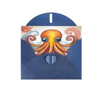 Biglietti di auguri colorati con stampa polpo con buste, vacanze, compleanni, matrimoni e tutte le occasioni
