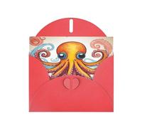 Biglietti di auguri colorati con stampa polpo con buste, vacanze, compleanni, matrimoni e tutte le occasioni