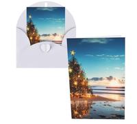 Biglietti di auguri con albero di Natale sulla spiaggia, biglietti vuoti con buste, biglietti di ringraziamento, biglietti di auguri, biglietti di auguri di buon compleanno, biglietti di San Valentino