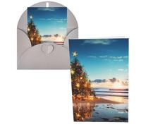 Biglietti di auguri con albero di Natale sulla spiaggia, biglietti vuoti con buste, biglietti di ringraziamento, biglietti di auguri, biglietti di auguri di buon compleanno, biglietti di San Valentino