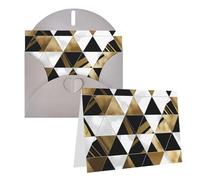 Biglietti di auguri con buste, biglietti vuoti piegati a metà biglietti di compleanno, biglietti di ringraziamento, alla moda, moderni, neri, bianchi, dorati, triangoli, biglietti di auguri per laurea