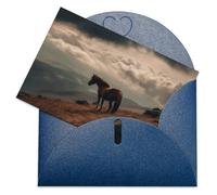 Biglietti di auguri con buste Biglietto di auguri vuoto Cavallo al pascolo sulla montagna Biglietto di ringraziamento Biglietti per feste Biglietto vuoto pieghevole per compleanno Biglietti di auguri