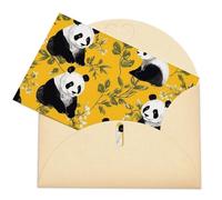 Biglietti di auguri con buste Biglietto di auguri vuoto Panda su sfondo giallo Biglietto di ringraziamento Biglietti per feste Biglietto vuoto pieghevole per compleanno Biglietti di auguri vuoti