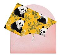 Biglietti di auguri con buste Biglietto di auguri vuoto Panda su sfondo giallo Biglietto di ringraziamento Biglietti per feste Biglietto vuoto pieghevole per compleanno Biglietti di auguri vuoti