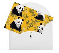 Biglietti di auguri con buste Biglietto di auguri vuoto Panda su sfondo giallo Biglietto di ringraziamento Biglietti per feste Biglietto vuoto pieghevole per compleanno Biglietti di auguri vuoti