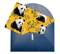 Biglietti di auguri con buste Biglietto di auguri vuoto Panda su sfondo giallo Biglietto di ringraziamento Biglietti per feste Biglietto vuoto pieghevole per compleanno Biglietti di auguri vuoti