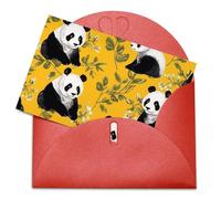 Biglietti di auguri con buste Biglietto di auguri vuoto Panda su sfondo giallo Biglietto di ringraziamento Biglietti per feste Biglietto vuoto pieghevole per compleanno Biglietti di auguri vuoti