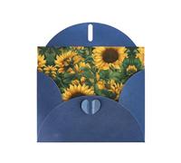 Biglietti di auguri con buste, girasoli in foglie verdi, biglietti di ringraziamento vuoti per tutte le occasioni