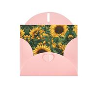 Biglietti di auguri con buste, girasoli in foglie verdi, biglietti di ringraziamento vuoti per tutte le occasioni